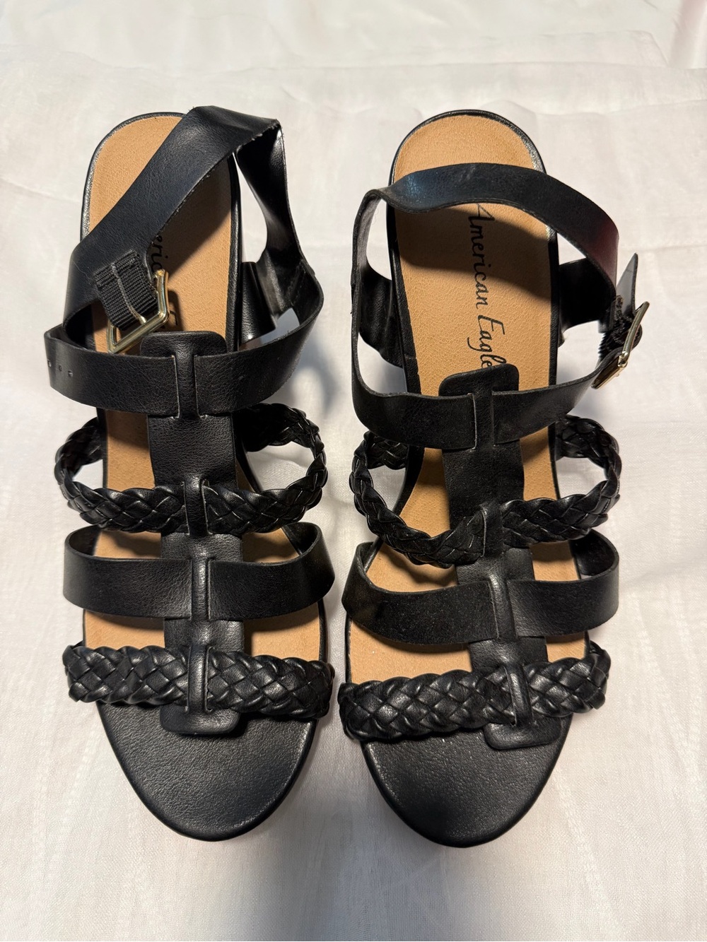 American Eagle Outfitters Black Braided Strap Sandals